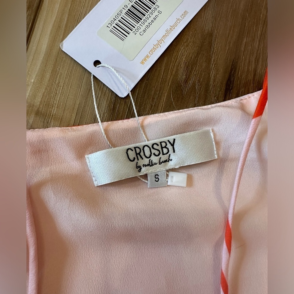 NWT Crosby by Mollie Burch Elle Pink Orange Halter Dress - Sz Small - Picture 5 of 7